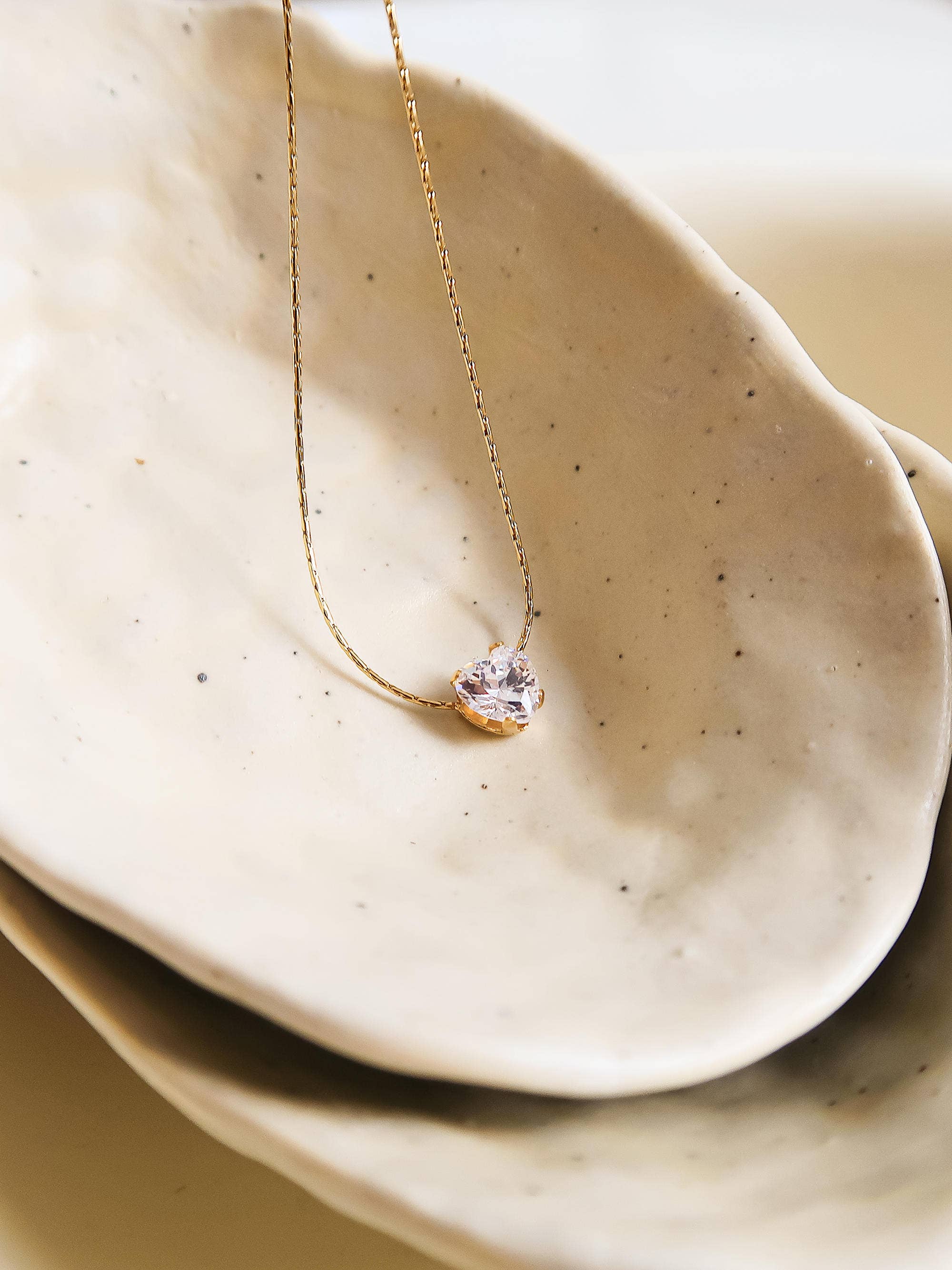 Image of Bonnie 18K Non-Tarnish Petite Heart CZ Necklace